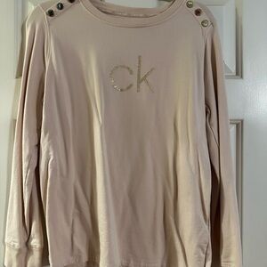 Calvin Klein Cream Long Sleeve with Gold Logo